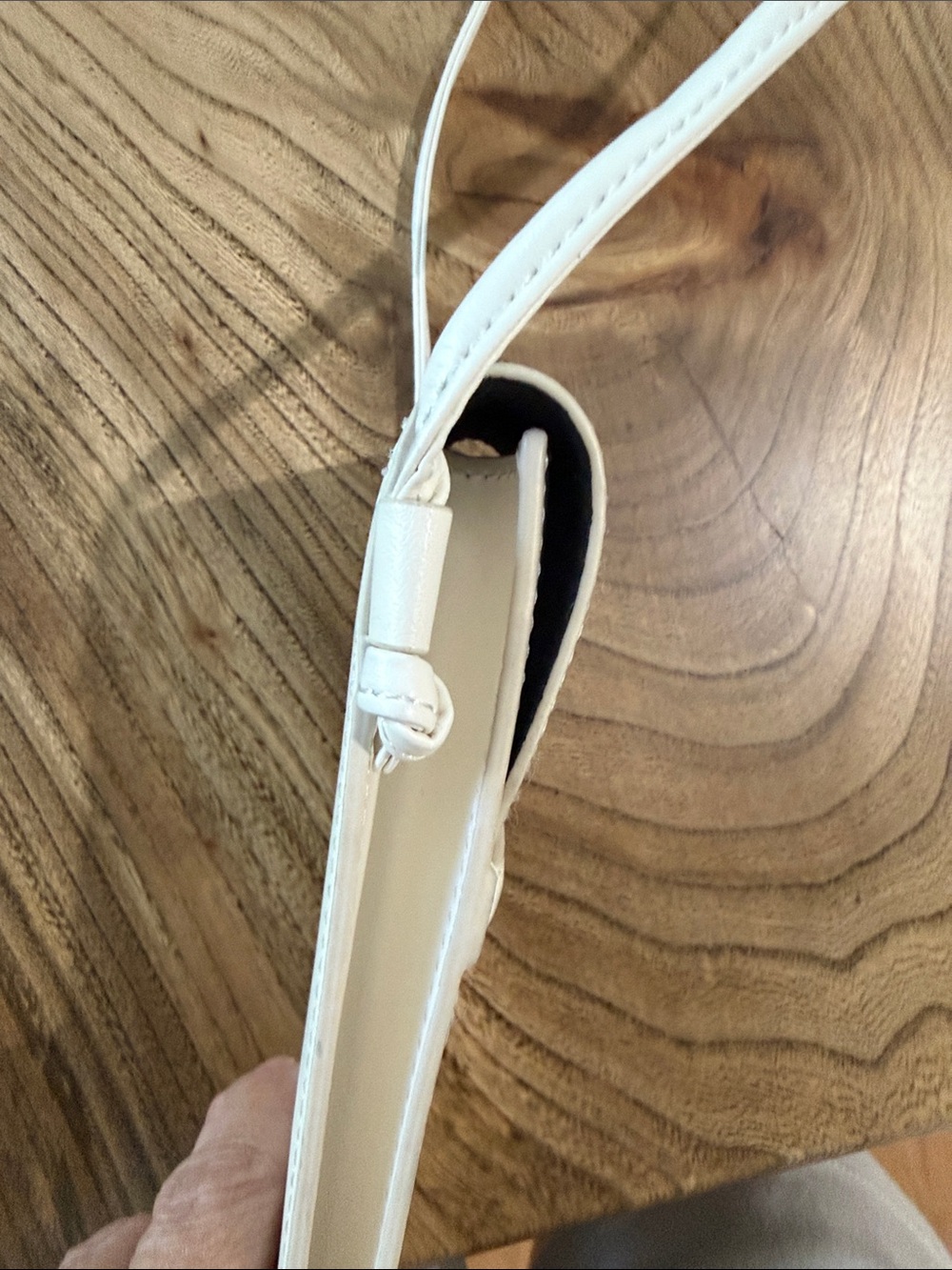Celine White Leather Crossbody Phone Pouch with Logo - Picture 6 of 9